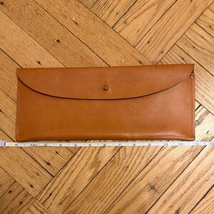 Tan Leather Envelope Clutch